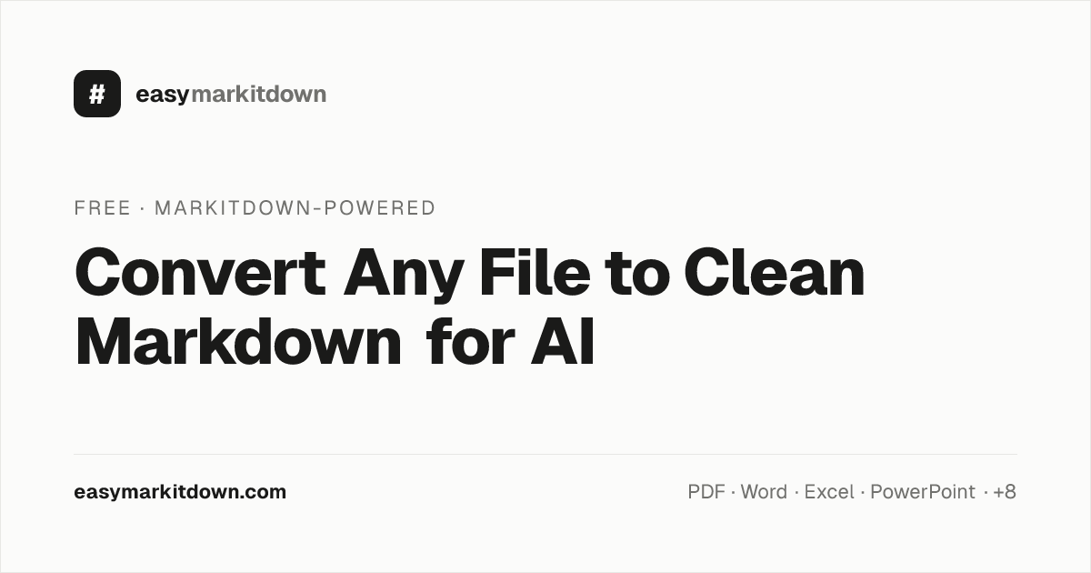EasyMarkItDown: PDF, Word, Excel & Any to Markdown for AI